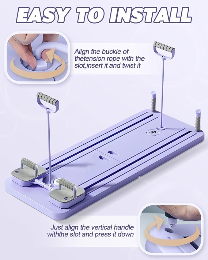 Pilates Board, Multi-Functional Ab Roller Board with Timer, Non-Slip Ab Machine with Slideway & Elbow Support, Easy to Store Ab Roller Board for Fitness Enthusiasts & Novices, Men, Women
