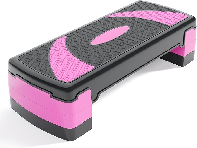 31" Aerobic Exercise Step Platform, Step Up Exercise Platform with 4" 6" 8" Adjustable Risers, Stair Stepper Workout Stepper for Home Gym Strength Training Fitness Equipment