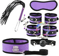 Purple Fashion 7-Piece Crystal Velvet Pilates Cosplay Yoga Set, Adjustable Wrist with Eye Mask Fun Sports Accessories, Couple Gift