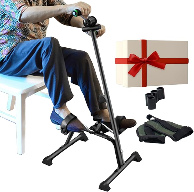 Elderly Exercise Bike, Pedal Exerciser Bike, Hand Arm Leg Knee Peddler, Adjustable Fitness Equipment for Seniors, Elderly Home Pedal Exercise Bike for Total Body