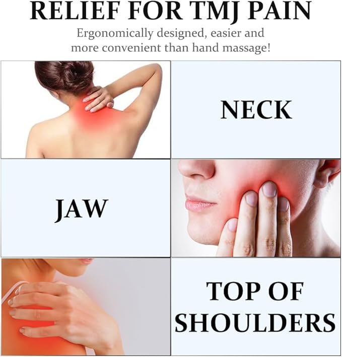 TMJ Relief Products Jaw, TMJ Relief Massager, Ergonomic TMJ Massage Tool - Gentle Vibrations and Heat for Pain Relief, Tension, and Stiffness