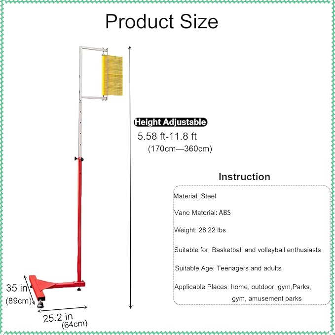 Vertical Jump Tester for Training, Height Adjustment Jump Measurement Tool, Vertical Measure Trainer Stick Pole for Basketball Volleyball Training Aid