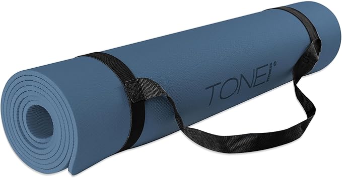 TONE Fitness Yoga Mat 1/4" Thick Non Slip Exercise & Pilates Mat for Home Workouts with Carrying Strap | Multiple Options
