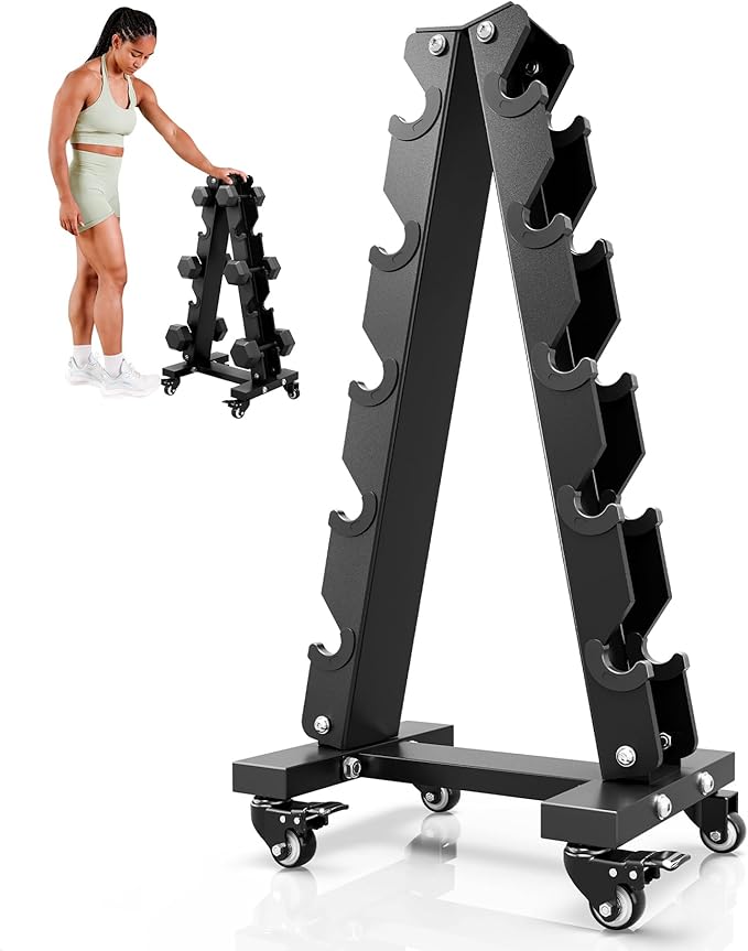 YOLEO Dumbbell Rack - 3 Tier & 5 Tier Compact Weight Rack for Dumbbell, Kettlebell, Barbell, Heavy Duty Weight Storage Organizer, Space-Saving Dumbbell Storage Stand Holder for Home Gym - 1100LBS Capacity (Rack Only)