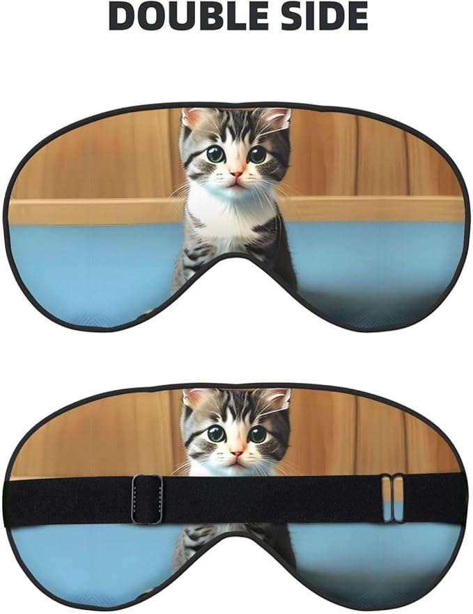 Bedroom Kitten Head-Mounted Double-Sided Light-Blocking Sleeping Eye mask to Protect Eyes and Relieve Eye Fatigue, 1 Count (Pack of 1)