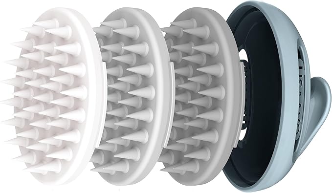 3 in 1 Hair Growth Scalp Massager,Replaceable Shampoo Brush for Relaxing,Deep Cleansing Exfoliator & Soothes itching - Wet/Dry Use for All Hair Types,Grey