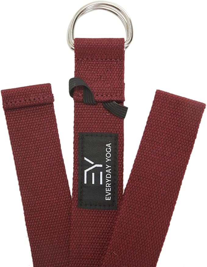 Everyday Yoga Strap with Metal D-Ring - Durable Stretching Strap for Yoga, Pilates, Flexibility & Physical Therapy (6ft, 8ft, 10ft)
