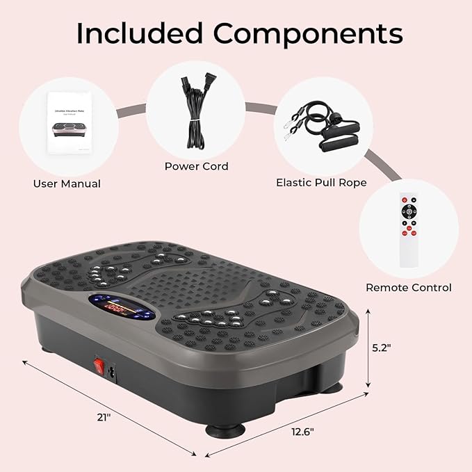 MAMIZO Vibration Plate Exercise Machine, Full Body Workout Shake Board Vibrate Platform for Lymphatic Drainage Weight Loss, with Loop Bands & Remote, Workout Equipment for Home Women Men