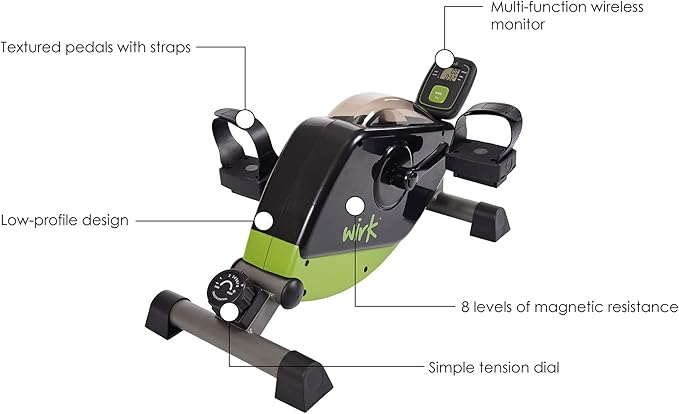 Stamina Wirk Under Desk Exercise Bike - Fitness Bike with Smart Workout App - Mini Elliptical Under Desk Bike for Home Workout