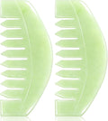 airogym 2 PCS Natural Jade Massage Comb, Guasha Scraping Scalp Comb, Multi-Functional Handheld Head Massage Tools, Meridians Massager for Head Caring, Relaxation, Physical Therapy, Acupoint Treatment