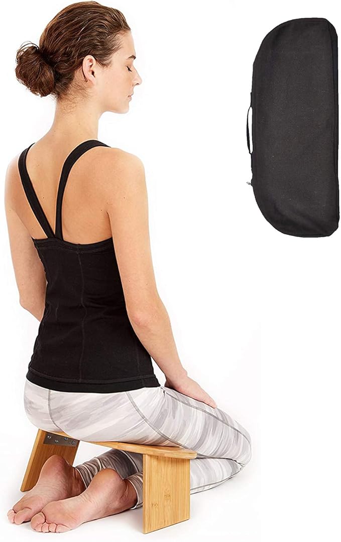 Portable Modern Folding Meditation Bench with Locking Hinges, Kneeling Stool Alternative to Meditation Chair for Yoga, Prayer, and Meditation