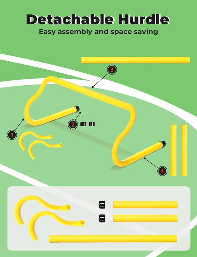 GHB Agility Ladder 1PCS Agility Cones 25PCS Detachable Agility Hurdles 5PCS