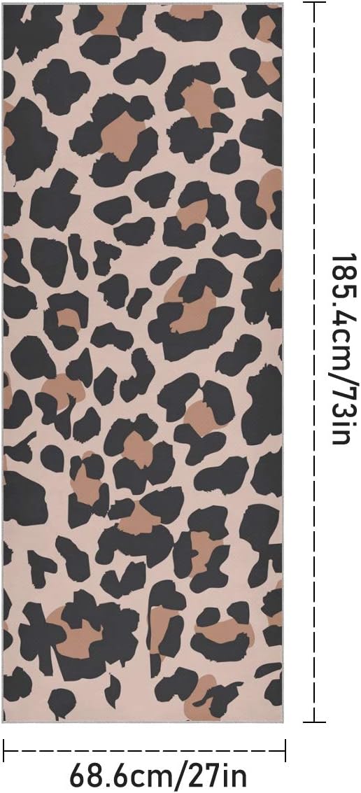 ALAZA Vintage Animal Leopard Pattern Yoga Towel Non Slip Soft Sweat Absorbent Mat Towel for Hot Yoga Exercise Pilates 73x27 Inches