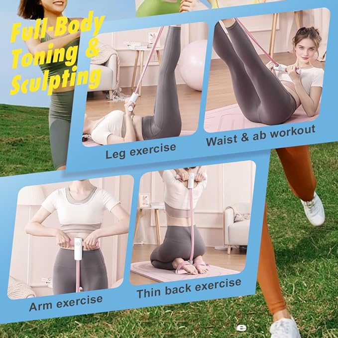 Pedal Resistance Bands with Handles, 2026 New Multifunction Elastic Yoga Resistance Band, 6-Tube Rubber Foot Home Exercise Equipment for Full Body Workout, Yoga, Waist