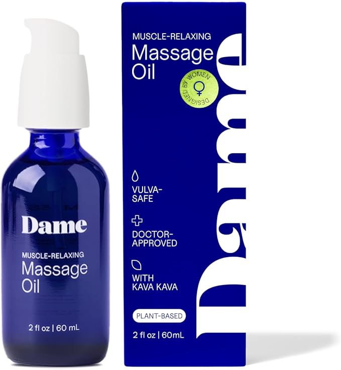 Dame Products Massage Oil for Women - Relaxing Body Oil for Massaging - Natural Sandalwood and Cardamom Scent