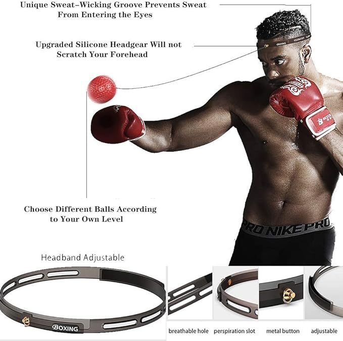 Boxing Reflex Ball 3 Difficulty Level Boxing Ball with Headband Suit for Reaction, Agility, Punching Speed, Fight Skill and Hand Eye Coordination Training for Kids and Adults