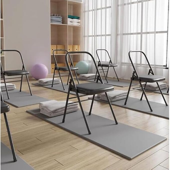 Pilates Yoga Chair,Foldable Yoga Auxiliary Chair,Folding Balance Handstand Training Tool,Metal Back Bender Lounge Inversion Trainer for Home and Studio,Black