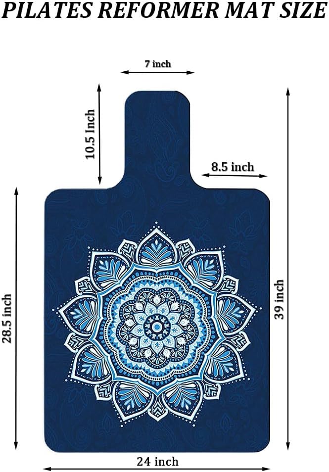 Non-Slip Pilates Reformer Mat Cover for Pilates Reformer Machine Equiment Extra Thick 1.5mm, 39 * 24inch,Mandala Flower Pantern