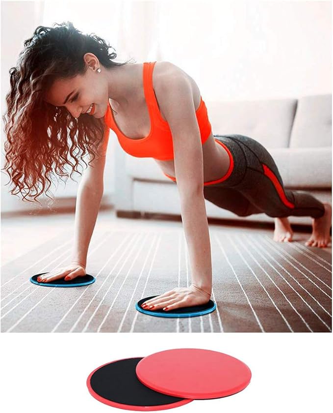 Exercise Core Sliders, 2 Pcs Dual Sided Gliding Discs Use on Carpet or Hardwood Floor, Fitness Slides for Gym, Home, Outdoor Training Abdominal Workout, Red