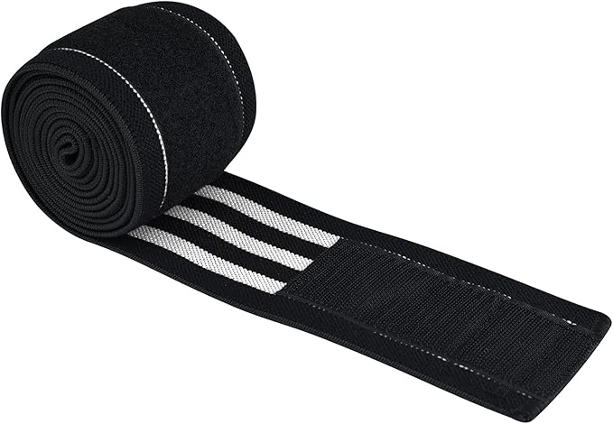 AQF Knee Wraps Weight Lifting Bandage - IPL and USPA Approved Gym Knee Support - Heavy Duty 78” Elasticated Support Straps Guard Powerlifting, Squatting (Pair)