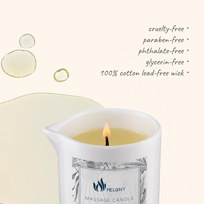 MELONY Soy Massage Oil Candle | 8.1Oz | Perfect Intensive Skin Treatment Candle | Moisturizing Luxurious Relaxing Essential Oil Body Massage Candle for Home Spa (Sweet Orange)