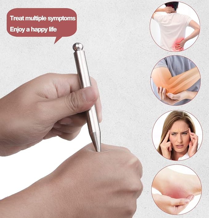 FeelFree Sport Stainless Steel Manual Acupuncture Pen-Deep Tissue Massage Tool- Reflexology Trigger Point Massage Tools for Relief Pain Full Body Relaxing Self-Massage Acupressure Bar