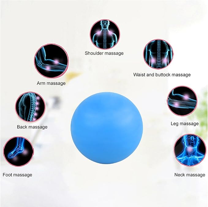 WOVTE Massage Lacrosse Ball for Sore Muscles, Shoulders, Neck, Back, Foot, Body, Deep Tissue, Trigger Point, Muscle Knots, Yoga and Myofascial Release (Blue)