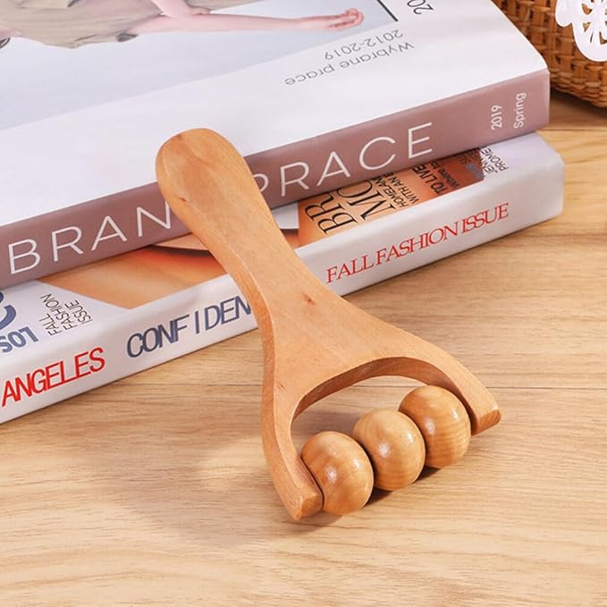 Healifty Wooden Foot Massager Roller Tool for Neck Shoulder Back and Legs - Compact Handheld Acupoint Massage Roller for Muscle Relief and Daily Use 2-Pack