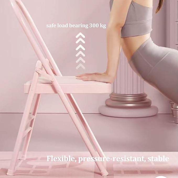 Yoga Auxiliary Chair, Yoga Chairs for Adults with Lumbar Back Support, Yoga Chair for Balance，Easy Storage，Strong Load-Bearing Capacity，as a Stool or a Meditation Chair，Load300kg(Purple)