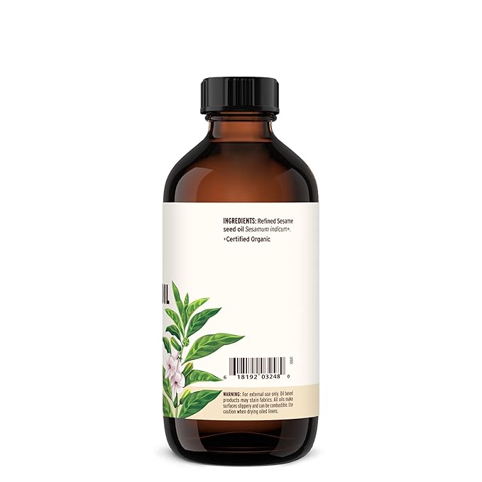 Banyan Botanicals Refined Sesame Oil – Organic Sesame Oil for Skin, Body, Hair & More – Multiple Sizes – 8 oz – Non GMO Sustainably Sourced Vegan