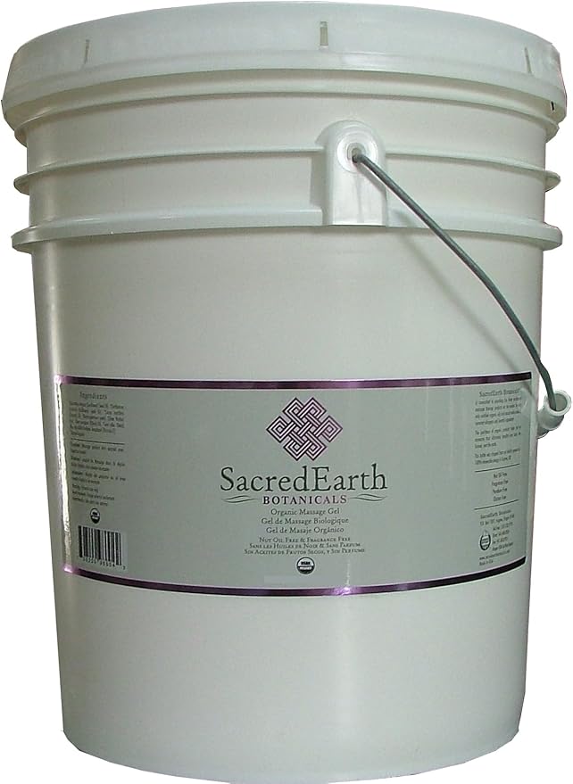 Organic Massage Gel (5 Gallon) – New Formula, Unscented, Nut Oil Free, Gluten Free, Vegan and USDA Certified Organic