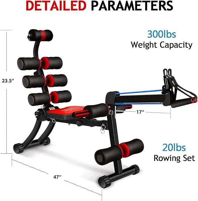 22 in 1 Wonder Master Core & Abdominal Workout Equipment, Foldable & Adjustable Rowing Machine, Core Strength Training& Abdominal Exercise Trainers with 22 Ways to Exercise for Home Gym