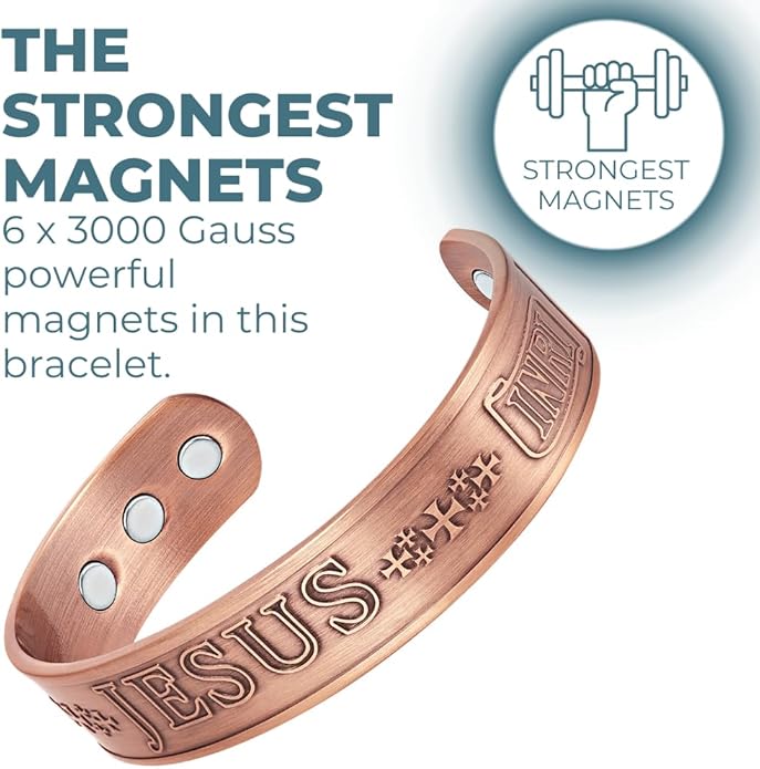 Willis Judd JESUS Men's Pure Copper Magnetic Adjustable Bracelet Bangle