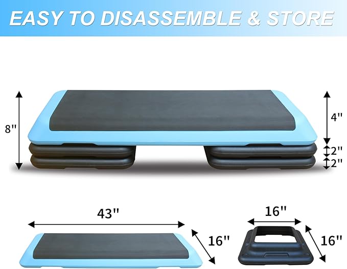 Aerobic Step Platform 30" × 14" Height Adjustable Workout Step for Fitness Strength Training with Risers Exercise Platform for Home Gym