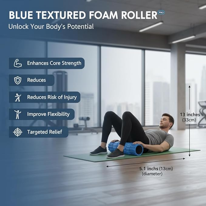 High-Density Foam Roller for Fitness, Stretching, and Mobility Exercises (Gray)