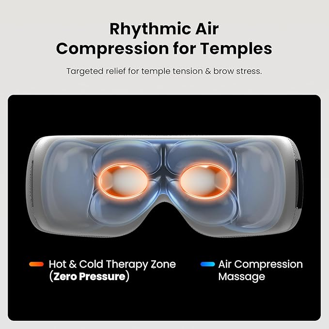 BOB AND BRAD EYEFLOW Eye Massager with Heat & Cooling, FSA Eligible and HSA - Semiconductor Cold Compress Eye Mask for Migraines, Dry Eyes & Dark Circles, Heated Temple Massager for Headaches & Sleep