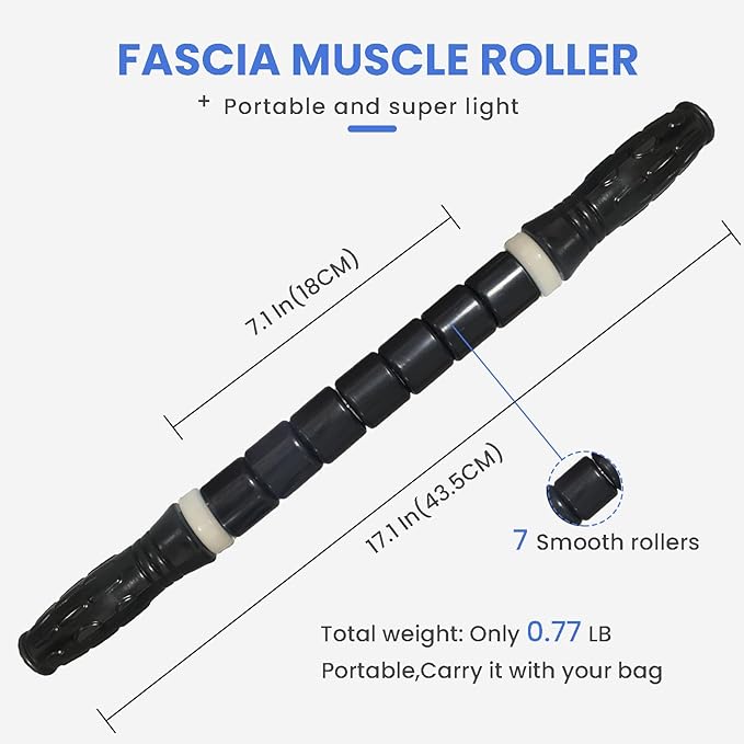 Muscle Roller Stick Ctwctr Massage Roller for Lymphatic Drainage, Cellulite Massager, Leg Massager for Circulation and Pain Relief, Deep Tissue & Trigger Point Massage