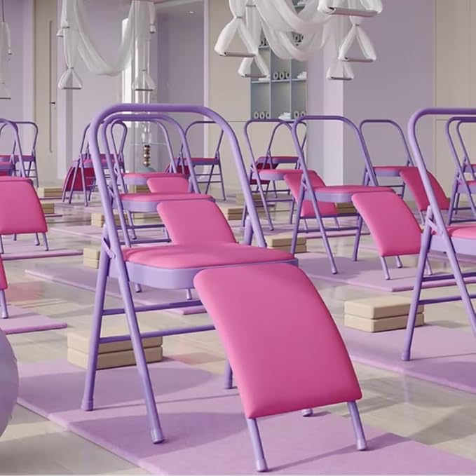 Pilates Yoga Chair,Iyengar Yoga Chair,Yoga Inversion Chairyoga Assist Chair,with Lumbar Back Support,Backless Chair Yoga Chair,Purple