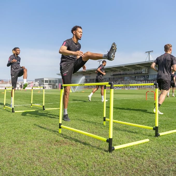FORZA Weighted Training Hurdles – Adjustable Height 27in to 42in – Set of 5 Speed Hurdles with Folding Legs & 3-Point Base – Durable Agility Hurdles for Football, Track & Sports Training