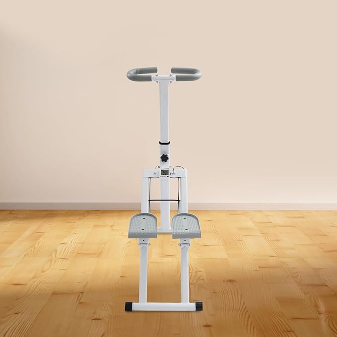Stair Stepper for Home Gym | Stair Stepper Machine with Adjustable Handlebar | Folding Cardio Stair Master | with Three-Position Angle-Adjustable Pedals | 220LBS Loading Capacity | White