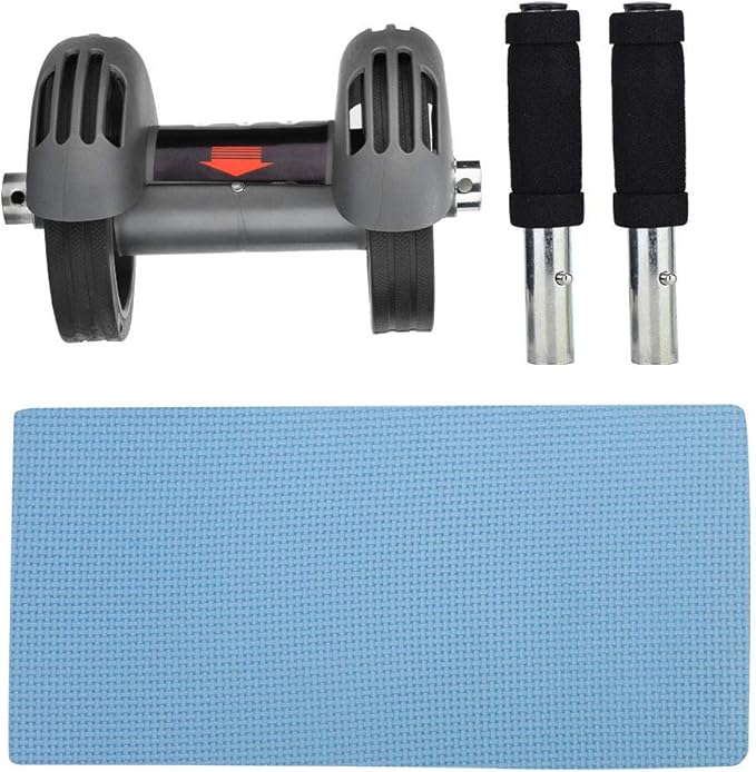 Ab Double Roller Workout System, Abdominal Exercise Roller Wheel with Dual Wheels and Knee Pad, Anti - Slip Foam Handles for Home Gym Core Training