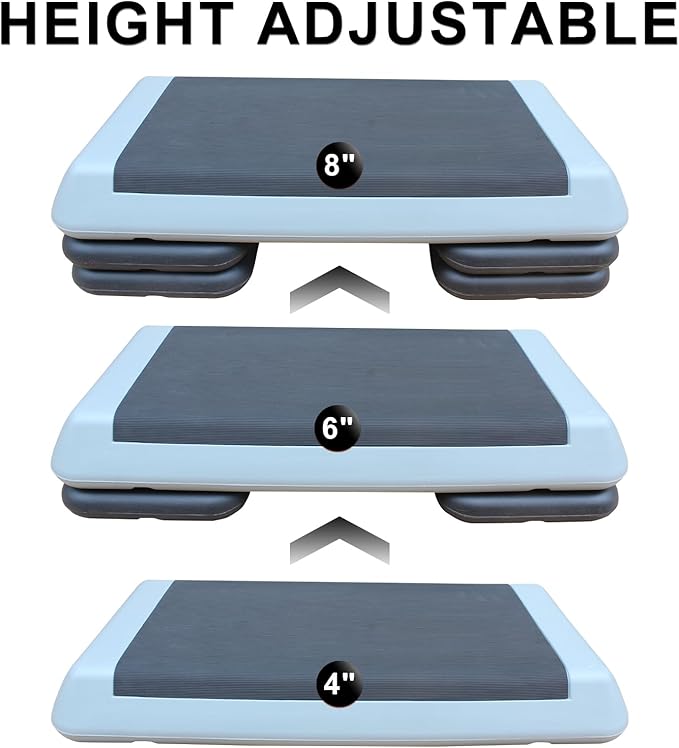 Exercise Aerobic Step Platform, Step Aerobic Platform, Exercise Step with 4 levels Adjustable Height, Fitness Training Workout Stepper for Home Gym, Cardio Strength, Multiple Options