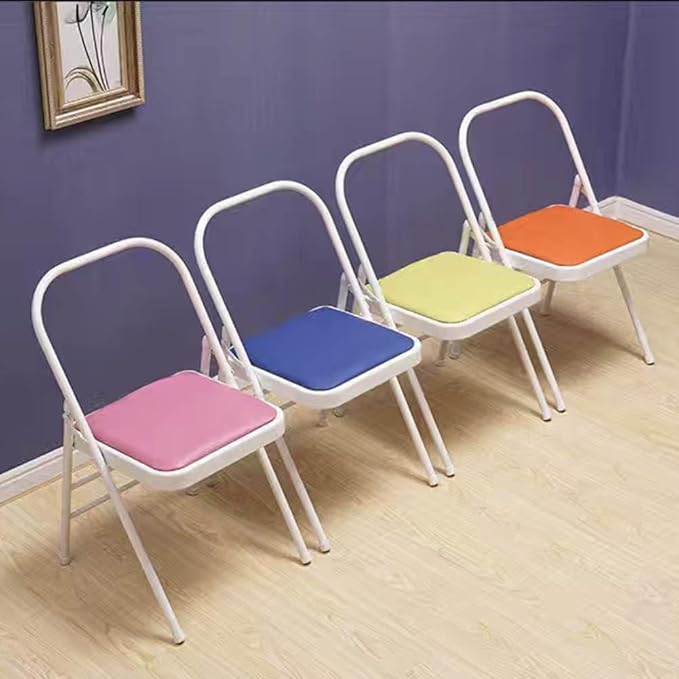 Iyengar Yoga Chair,Pilates Chair,Yoga Inversion Chair,Backless Yoga Chair Prop,Home Exercises Reinforced Design, lemon-82cm×45cm