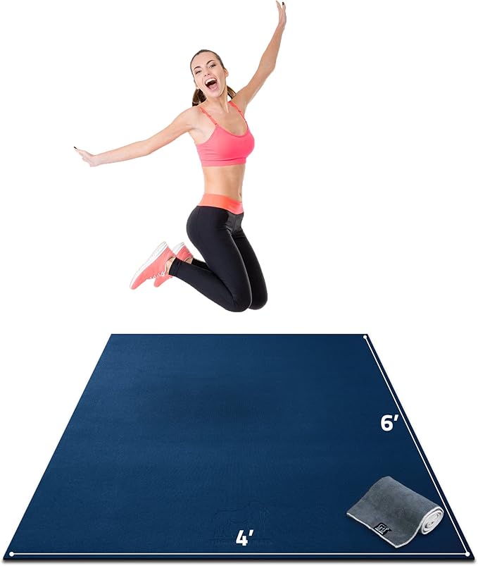 Gorilla Mats Large Exercise Mat – 6'x4', 7'x4', 7'x5', 8'x4', 10'x4' (1/4" Thick) – Ultra Durable Workout Mat for Home Gym Flooring – Non-Slip, Flat Fitness, Yoga & Weight Lifting Floor Mat