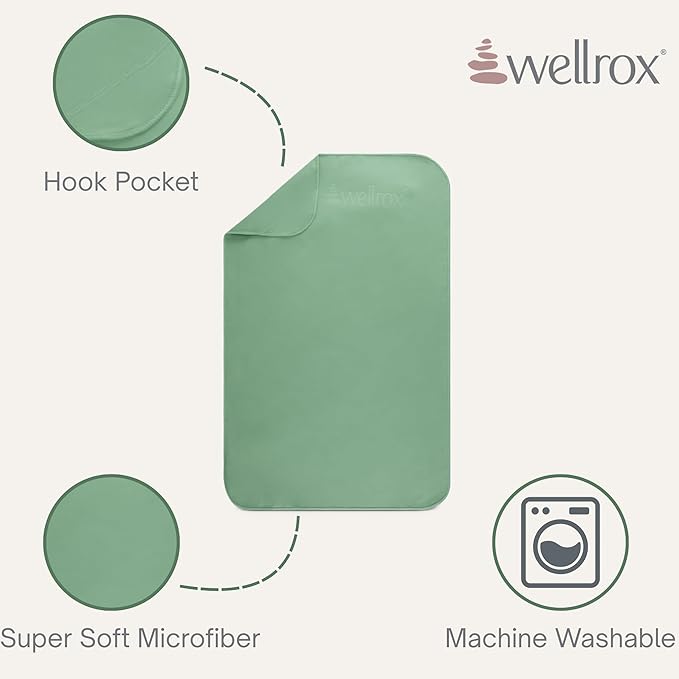 Wellrox Microfiber Hand Towel- Absorbent Sweat Towels, Workout Towels for Women- Yoga Mat Towel for Pilates, Hot Yoga, Gym Workouts (2 Pack, Green)
