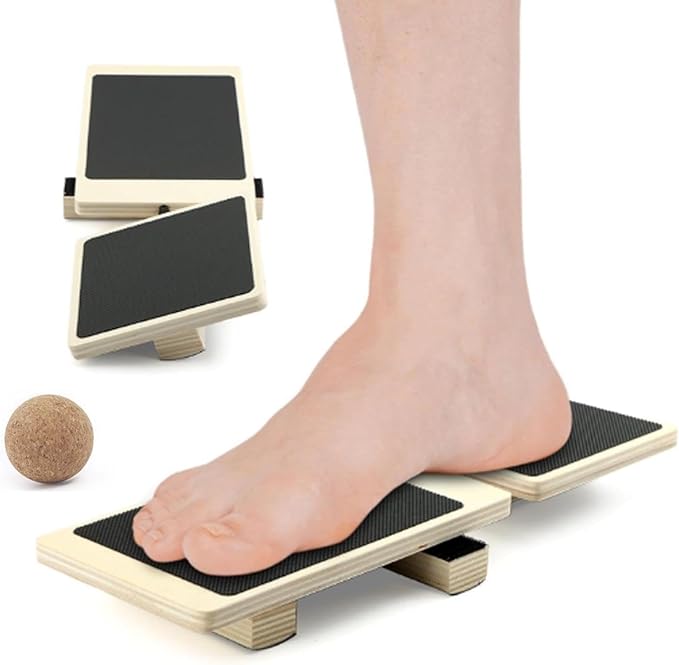 Ankle Balance Board Foot Strengthener Trainer - Single Leg Stability Board + Massage Ball for Sprain Recovery, Plantar Fasciitis Relief, Posture Correction & Balance Training
