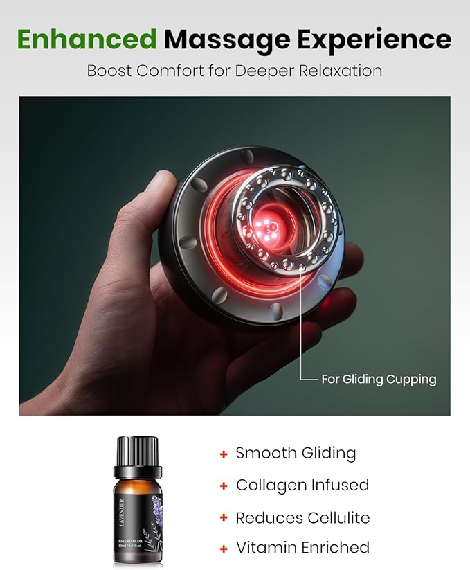 1 Pack 5-in-1 Smart Cupping Therapy Massager, Electric Cupping Device with Red Light, Dynamic Cupping Therapy Set with 12-Level Suction & Heat, Cupping Machine for Muscle Pain Relief, Knots, Soreness