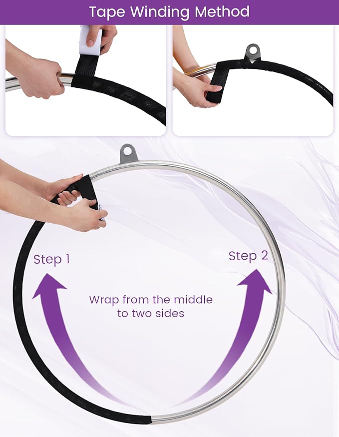 Aerial Lyra Hoop Kit 90cm, 32mm Thick, Maximum Load 460 LBS, Yoga Equipment Set with Hardware Kit for Yoga Dance, Aerial Fitness