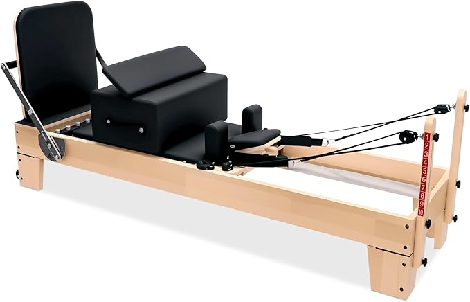 Professional Pilates Reformer Machine for Home – Full-Body Workout Reformer with Jumpboard, Box & Foot Straps – Smooth Glide System, Adjustable Resistance, Solid Wood Frame