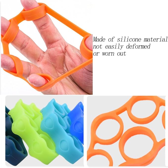 6-Pack Finger Strengthener, 3 Resistance Levels Silicone Finger Exerciser, Grip Strength Trainer for Hand Therapy, Fitness & Daily Training